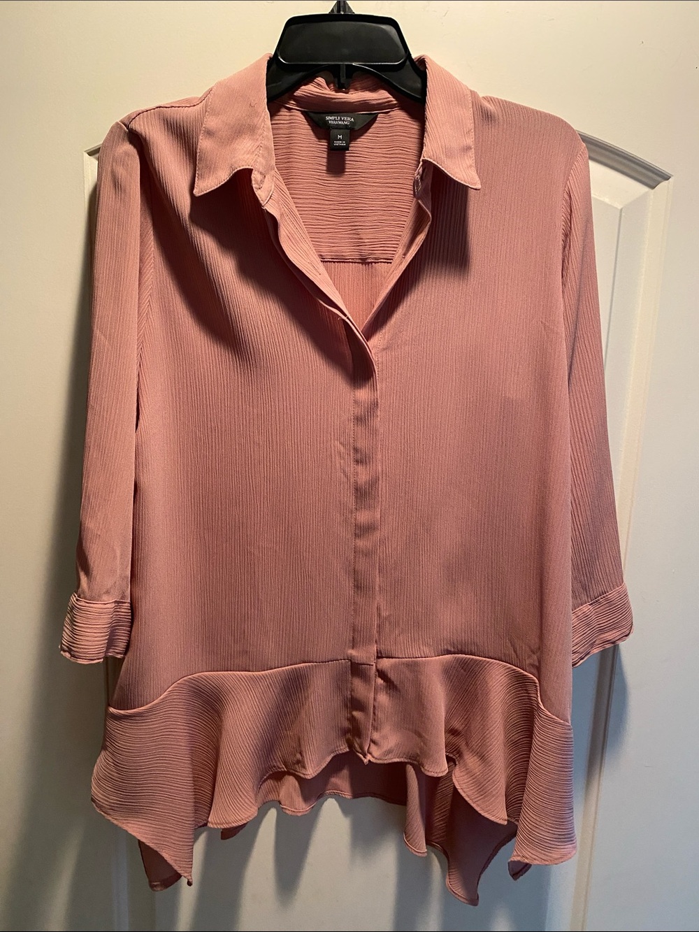 Simply Vera Vera Wang Dusty Rose Ruffle-Hem Blouse